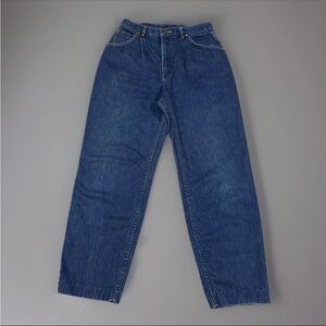 Vtg Lee Riders Women's Medium Wash Pleated High Rise USA Denim Mom Jeans Size 13